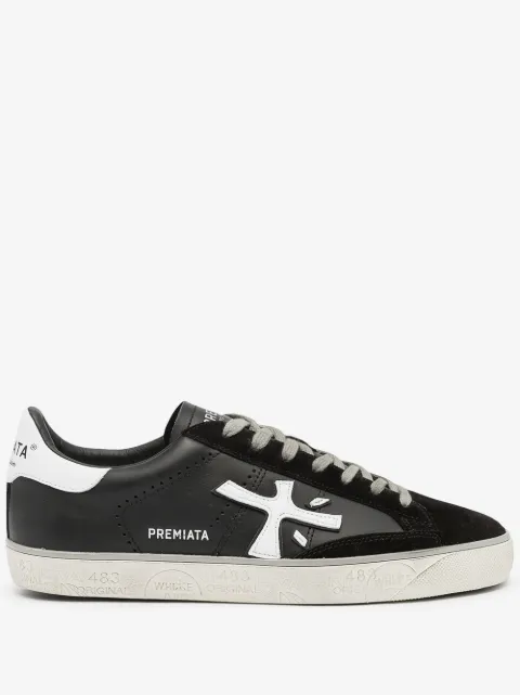 Premiata logo-patch leather sneakers
