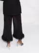Oséree Lumière feather-trim wide-leg trousers