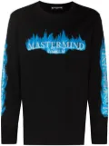 Mastermind World flame logo-print long-sleeve T-shirt - Black