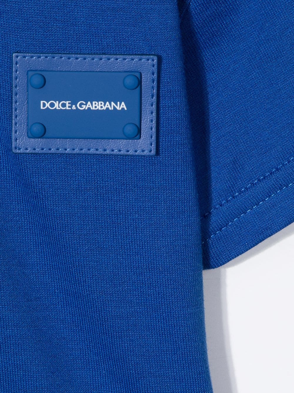 Shop Dolce & Gabbana Logo-patch Cotton T-shirt In Blue