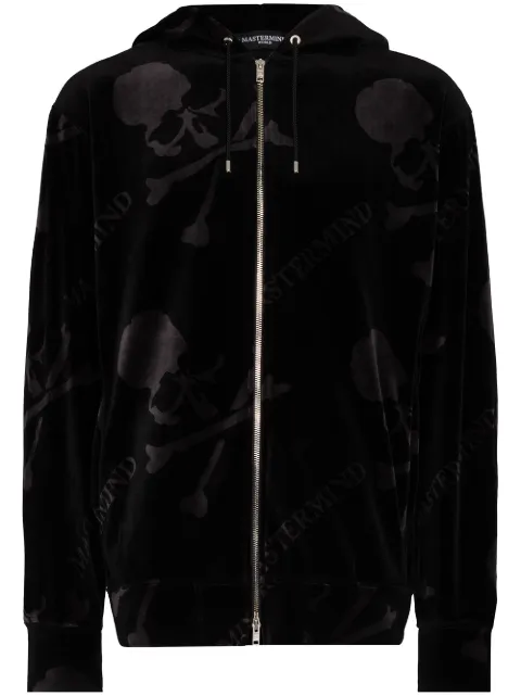 Mastermind World skull-print velvet track jacket
