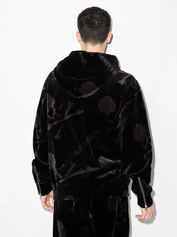 Mastermind World skull-print Velvet Track Jacket | Black | FARFETCH