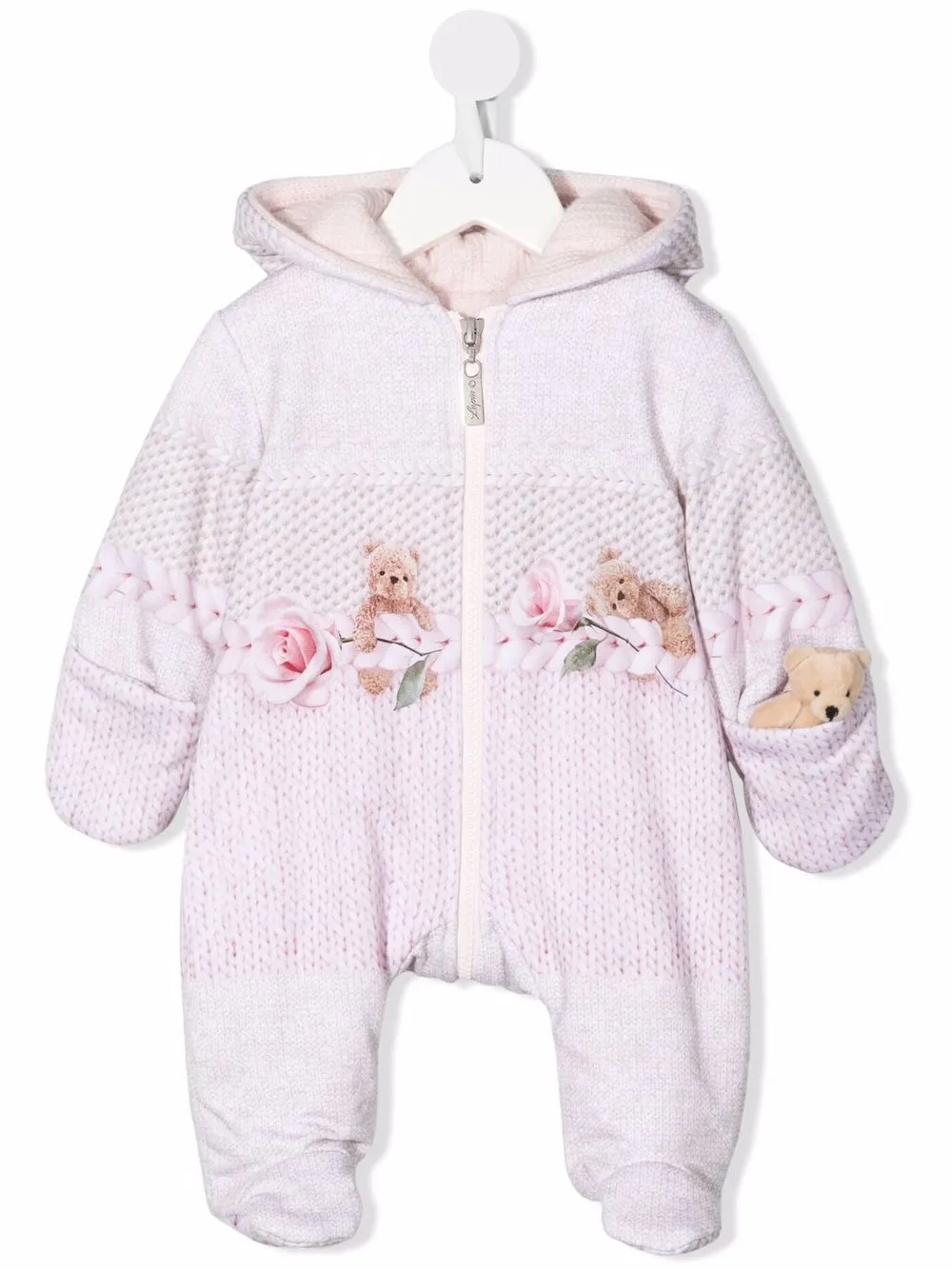 

Lapin House teddy bear print hooded pyjama - Neutro