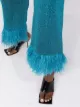 Oséree Lumière feather-trim wide-leg trousers