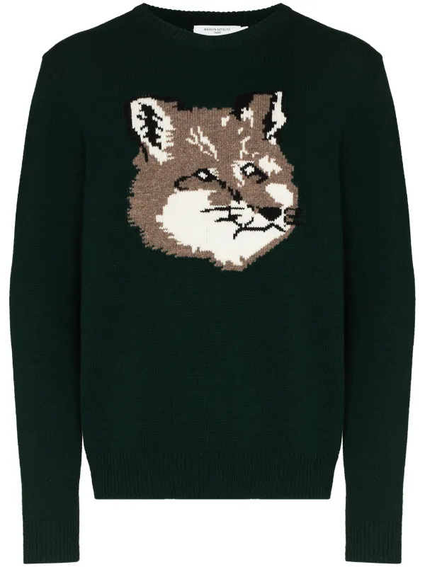 maison kitsune fox head knit
