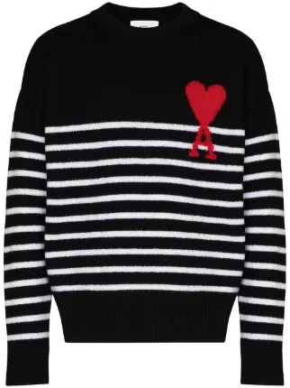 ami de coeur oversize funnel neck striped sweater