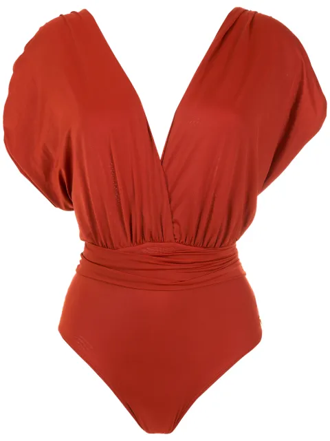 Brigitte ruched V-neck swimsuit