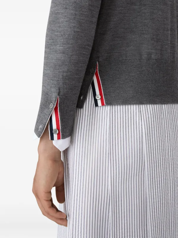 Thom Browne 4-Bar Knitted Cardigan | Grey | FARFETCH