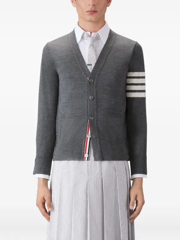 Thom Browne 4-Bar Knitted Cardigan | Grey | FARFETCH