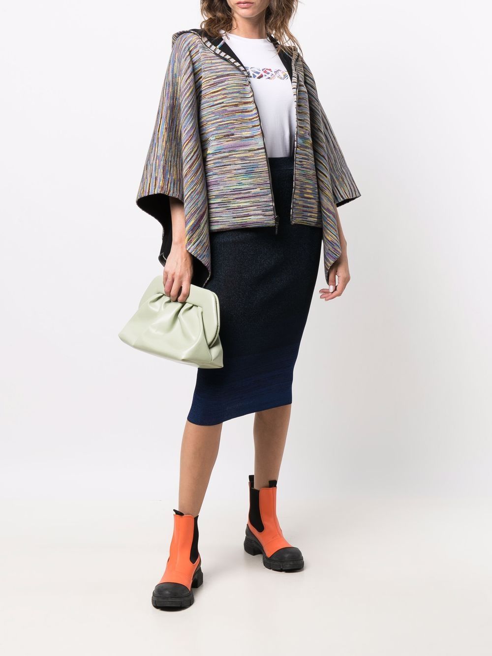 Shop Missoni Gradient-effect Knitted Pencil Skirt In Blau