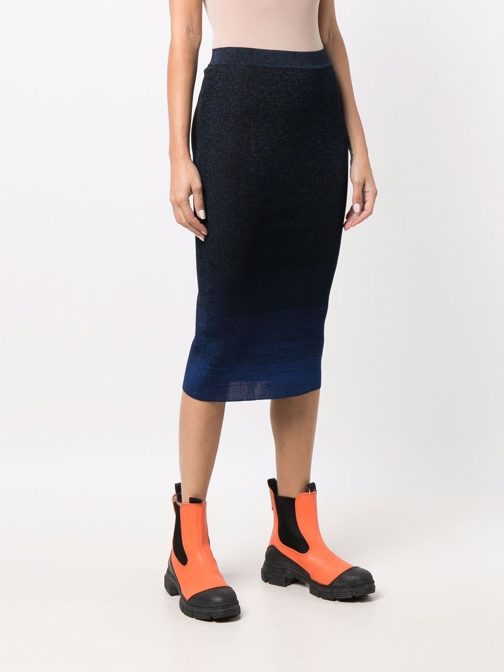 Shop Missoni Gradient-effect Knitted Pencil Skirt In Blau