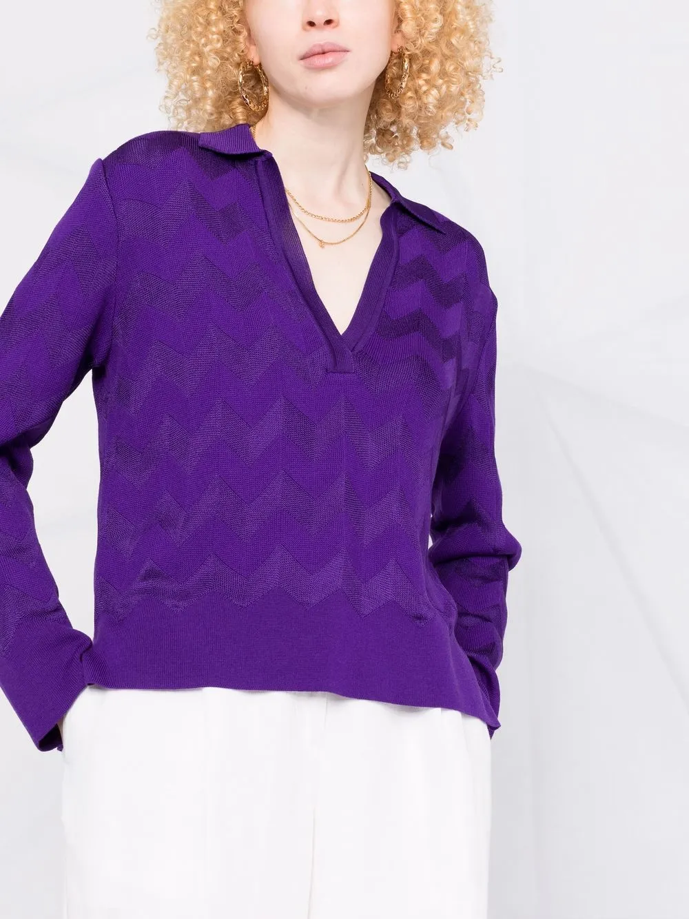 фото Missoni рубашка поло с узором зигзаг