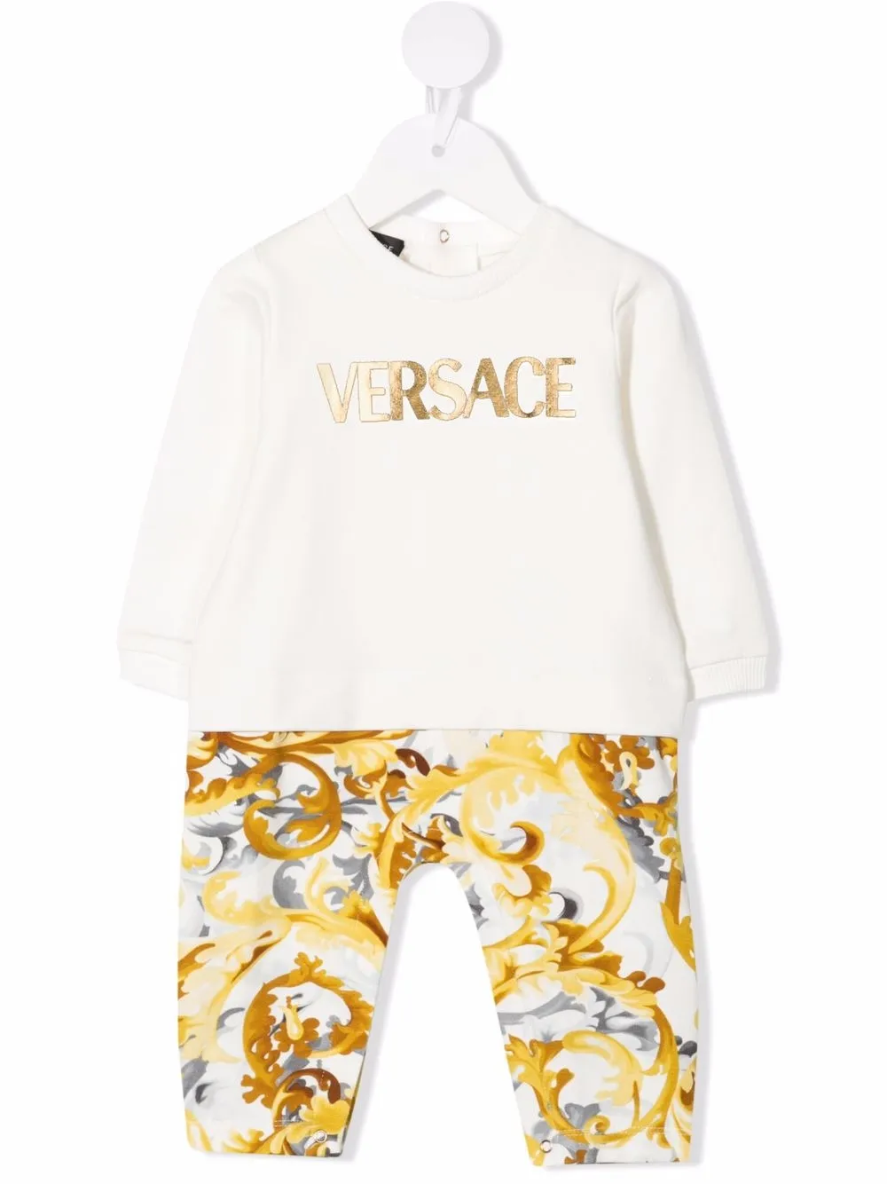 

Versace Kids traje estilo mameluco con motivo Baroccoflage - Blanco