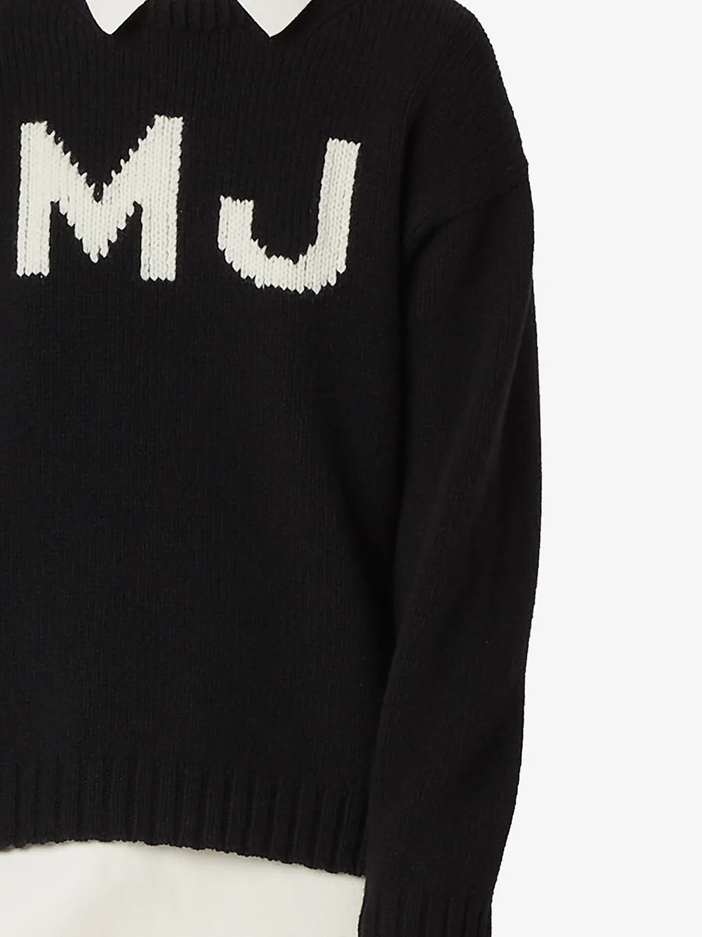 Marc Jacobs The Shrunken Sweater Intarsia Logo Jumper In 001 Black