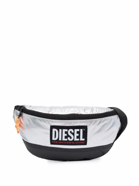 Diesel logo-patch metallic belt bag