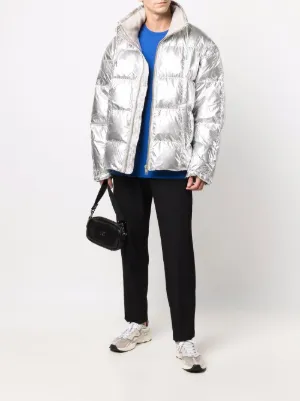 mens silver puffer jacket