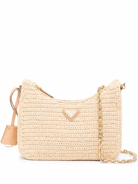 prada re edition 2005 raffia bag pink