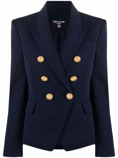 Balmain double-breasted wool blazer Women