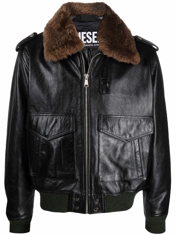 diesel leather bomber jacket mens