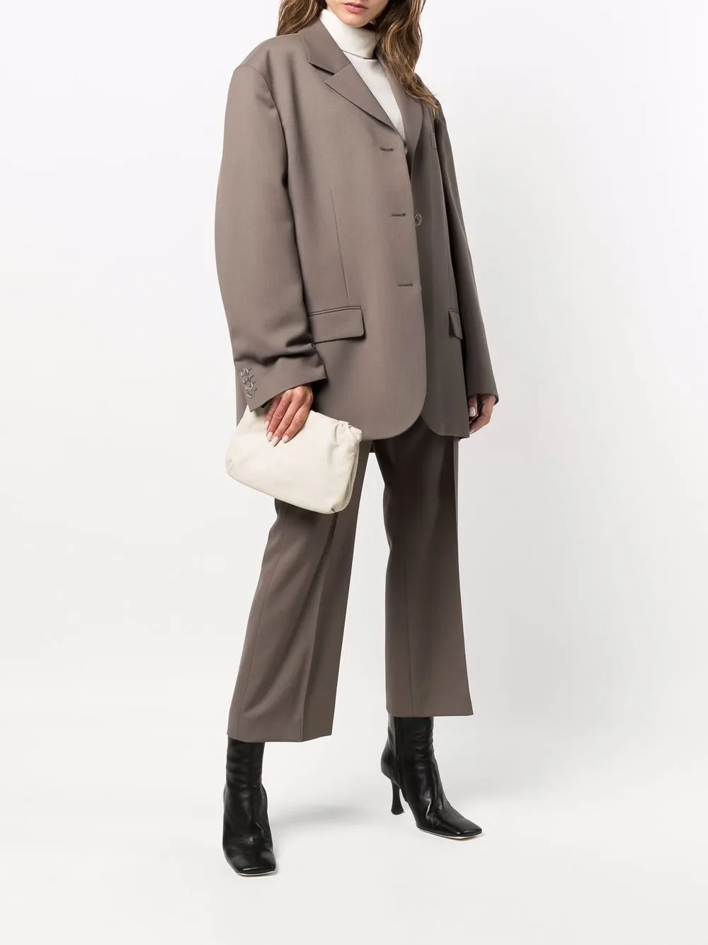  The Row Bourse Leather Clutch Bag - Ivory 