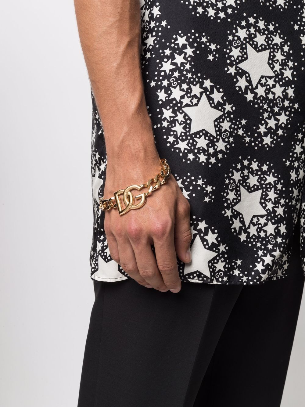 Shop Dolce & Gabbana Oversized-logo Curb Chain Bracelet In Gold