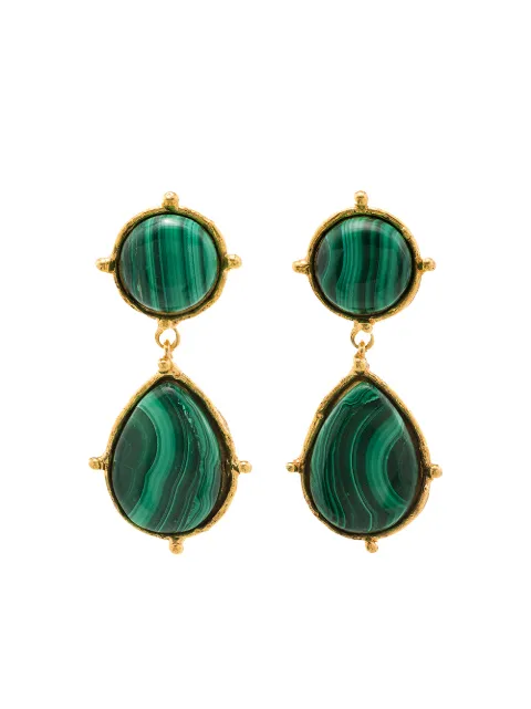 Sylvia Toledano 2 Pierres Dots malachite clip-on earrings
