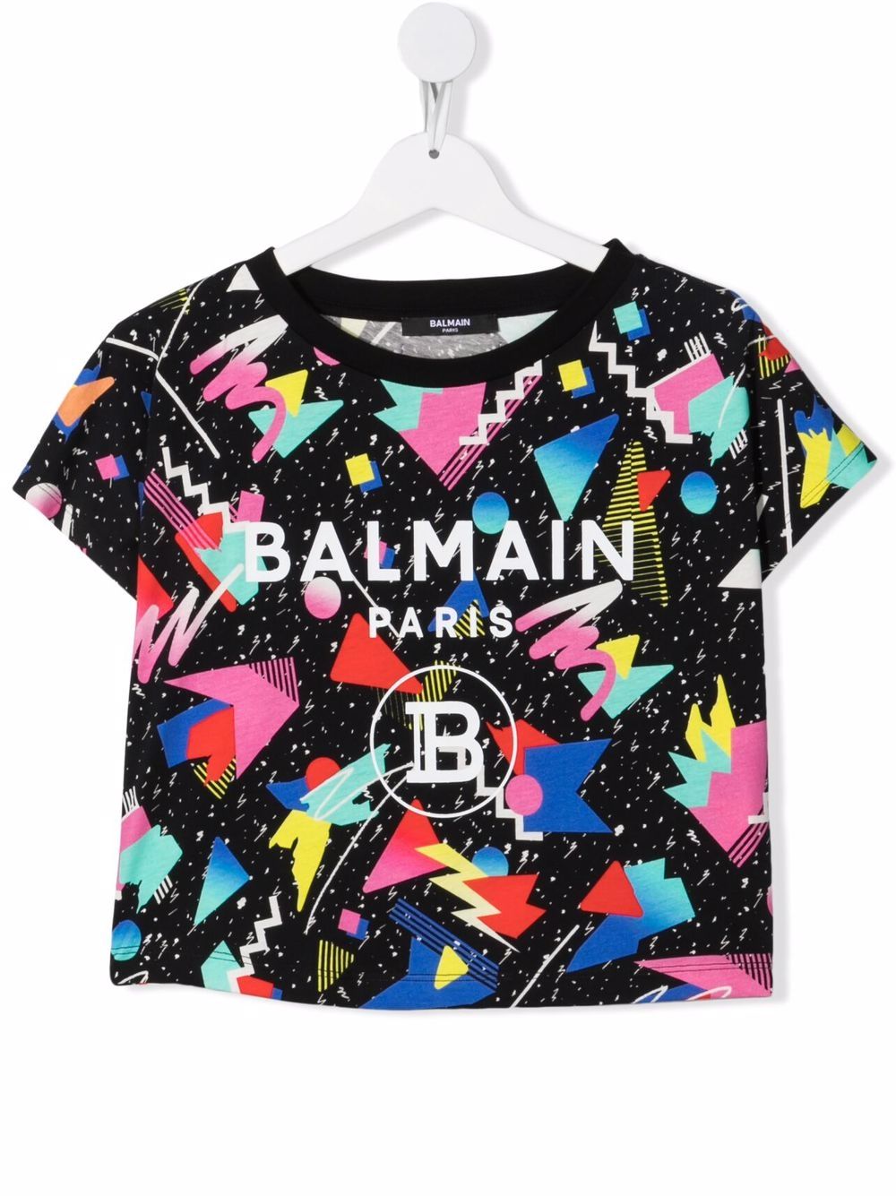 фото Balmain kids укороченная футболка с графичным принтом