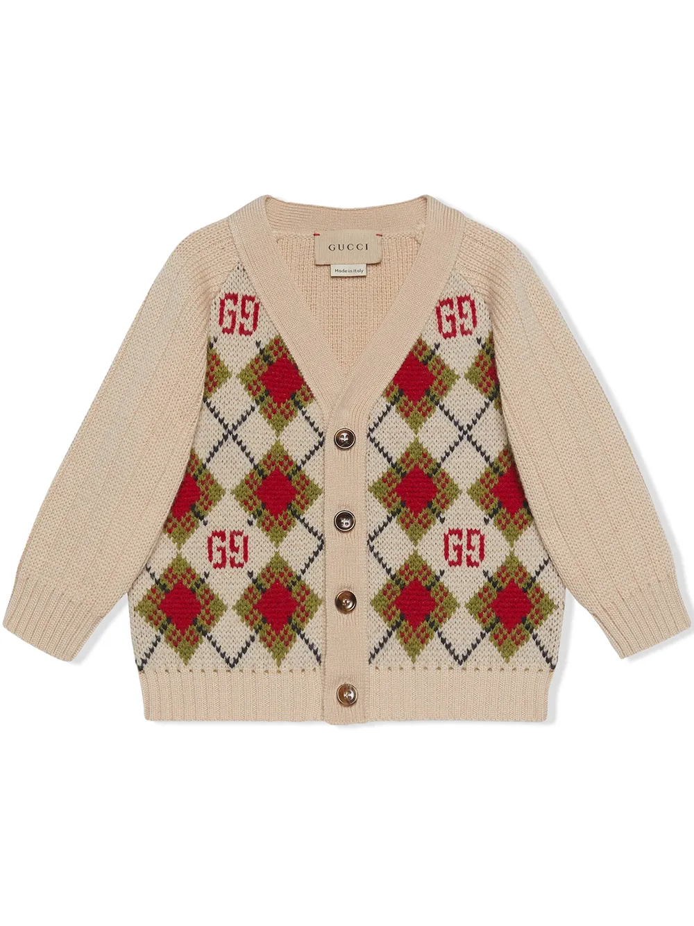 

Gucci Kids GG argyle wool cardigan - Neutrals