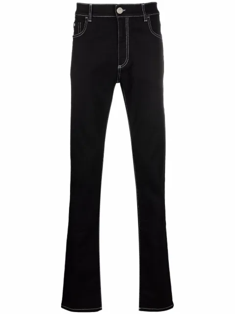 Billionaire contrast stitching straight-leg jeans