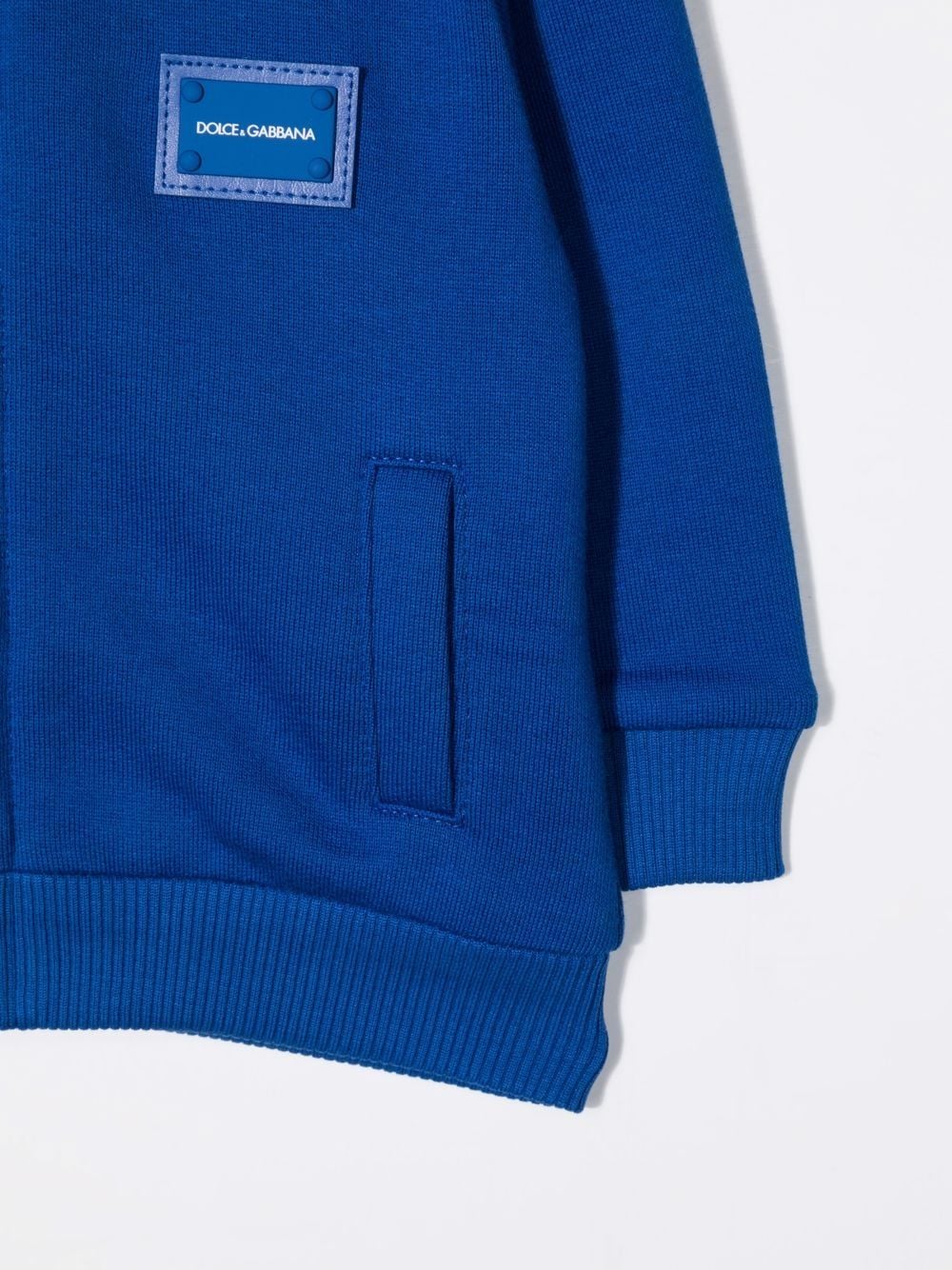 Shop Dolce & Gabbana Logo-appliqué Zip-up Hoodie In Blue
