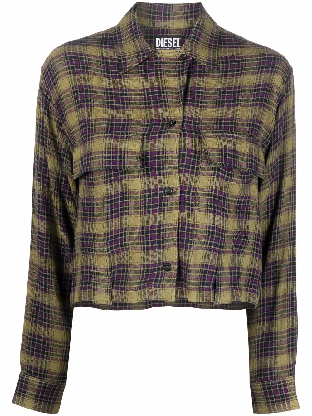 Diesel Geruite blouse Groen