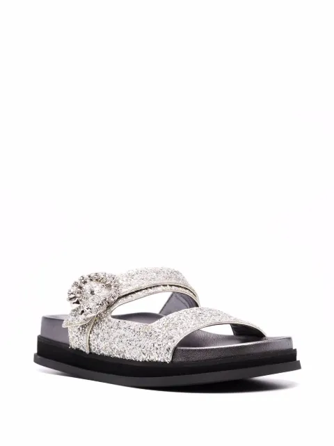 Jimmy Choo Marga glitter-embellished Flat Sandals - Farfetch