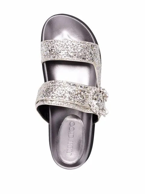 Jimmy Choo Marga glitter-embellished Flat Sandals - Farfetch