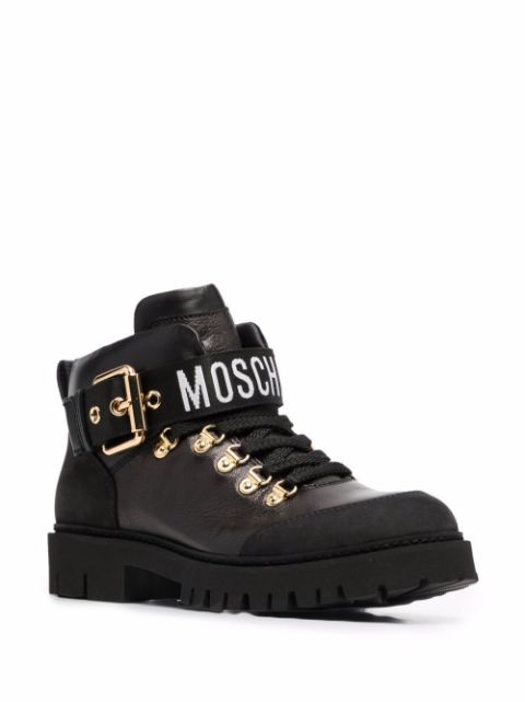 Moschino logo-strap Chunky Boots - Farfetch