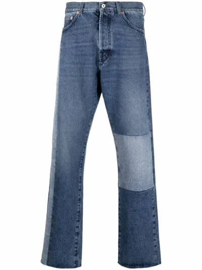 patchwork-detail straight-leg jeans 