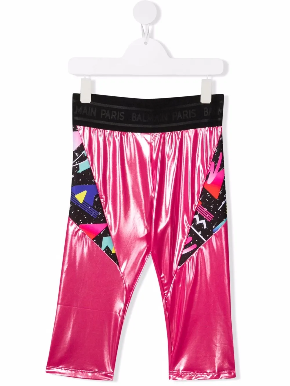 

Balmain Kids TEEN metallic print-panelled leggings - Pink