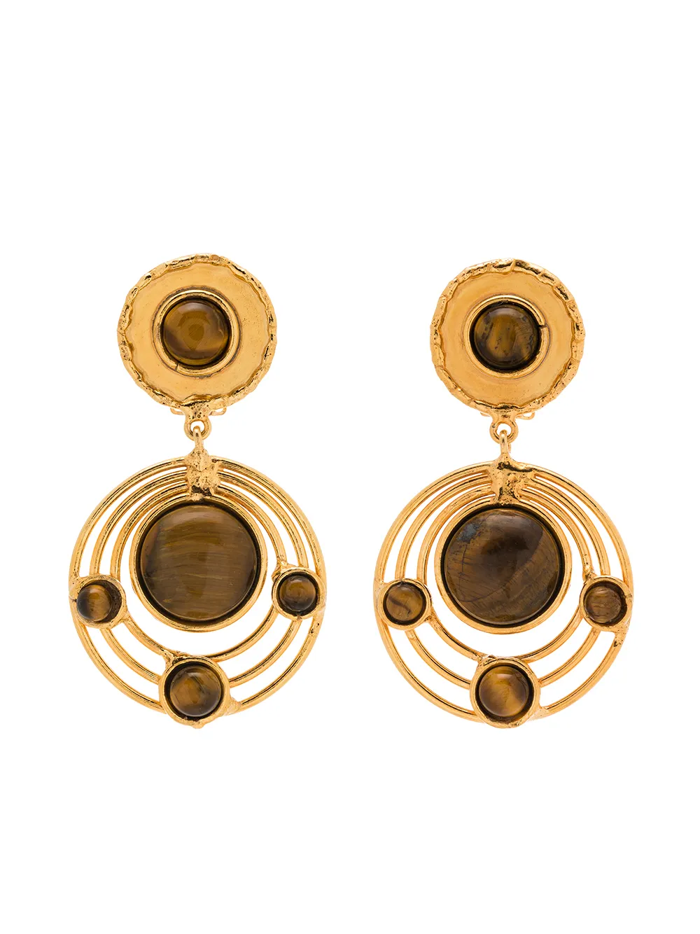 Sylvia Toledano Ellipse tiger's eye drop earrings