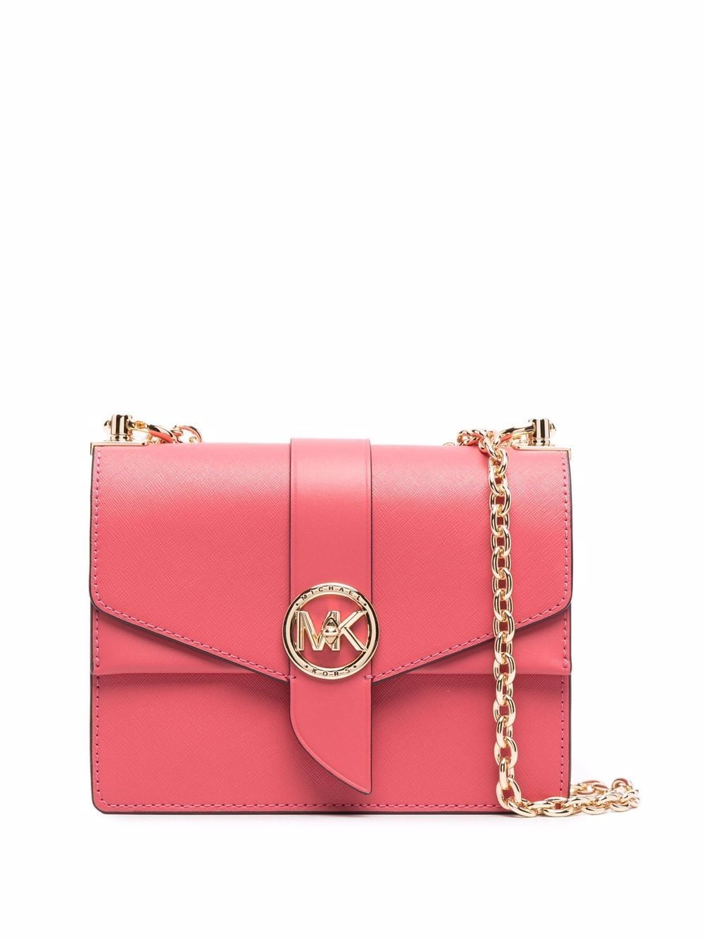Michael Kors Greenwich [Small ] Saffiano Crossbody Bag Soft Pink Gold