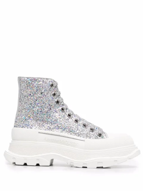 alexander mcqueen tread slick glitter high top boots