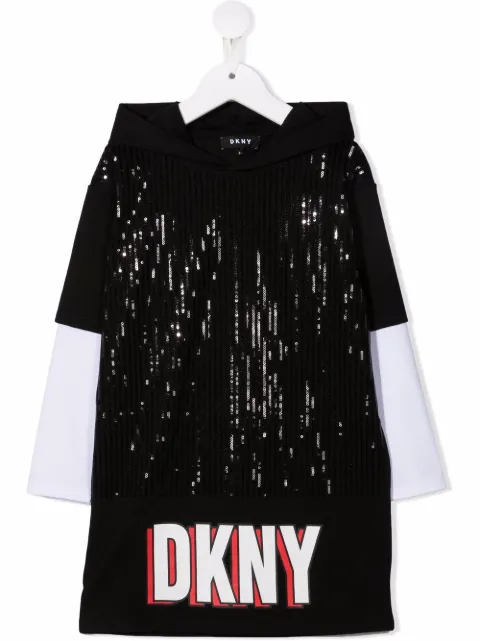 Dkny Kids vestido tipo suéter con capucha
