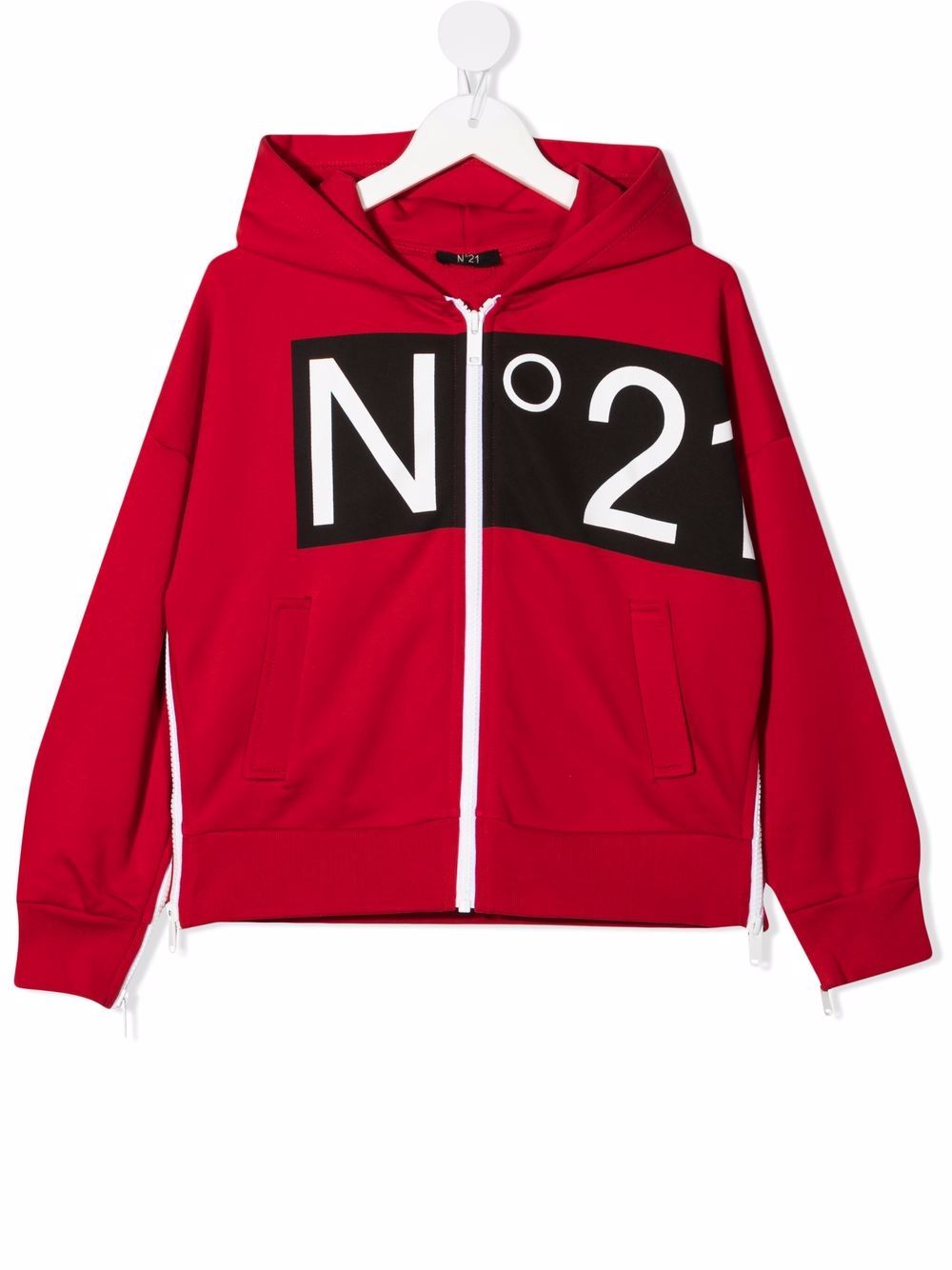 

Nº21 Kids logo-print zip-fastening hoodie - Red