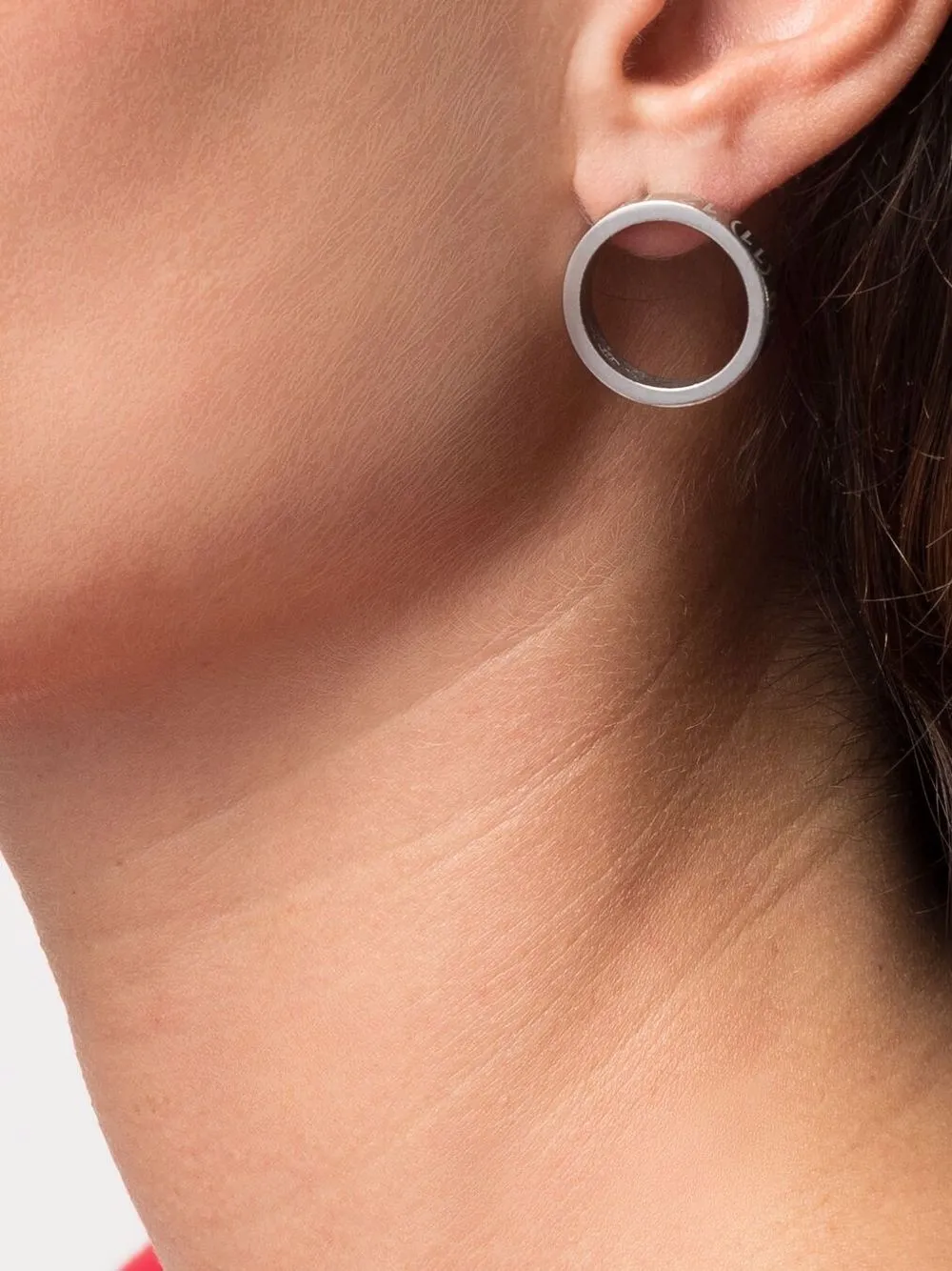 Shop Maison Margiela Numbers-engraved Circle Earrings In Silver