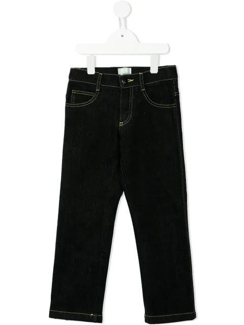 Fendi Kids Calça jeans reta com estampa de logo