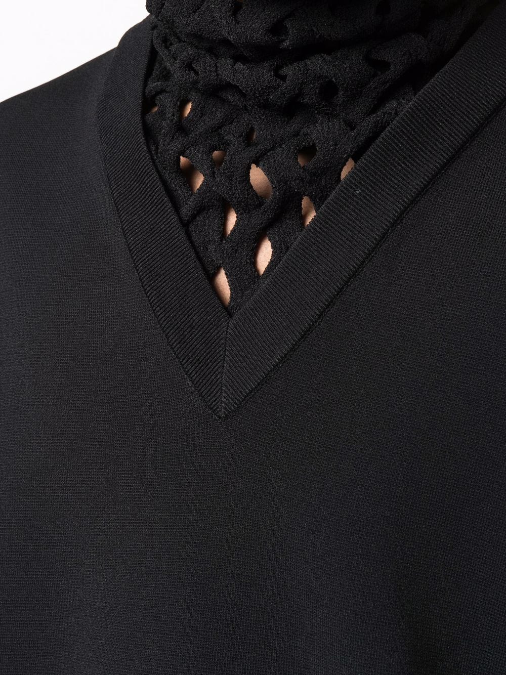 Shop Valentino Woven-panel Roll-neck Jumper In Black