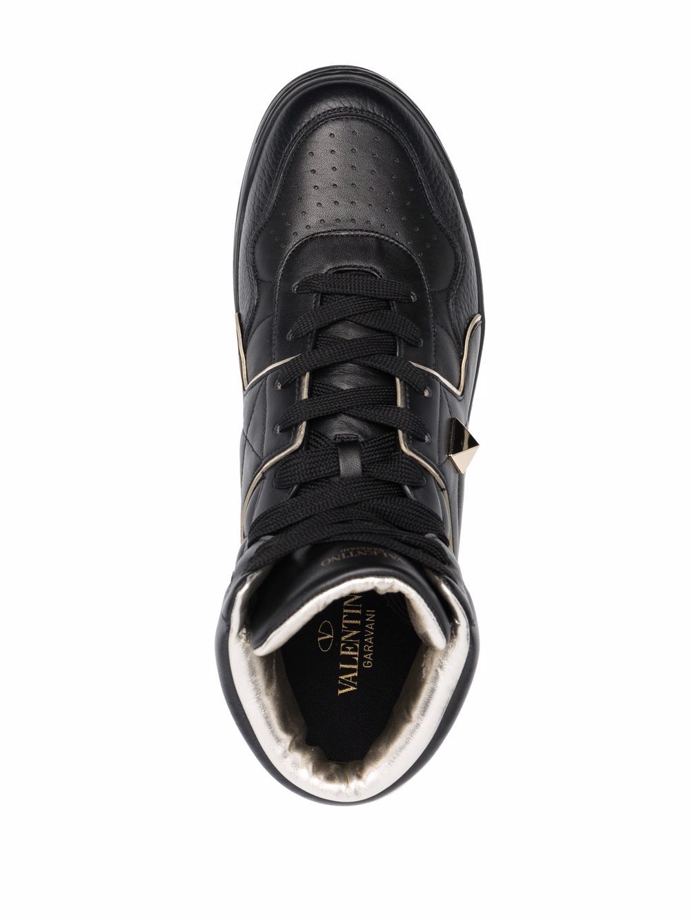 Shop Valentino Roman Stud High-top Sneakers In Black