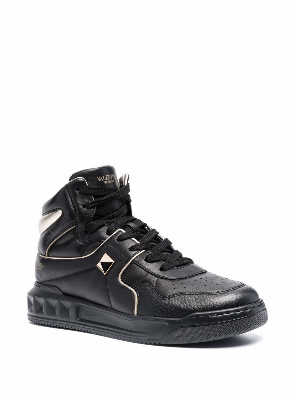 Shop Valentino Roman Stud High-top Sneakers In Black