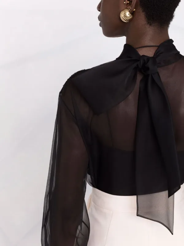 Valentino lace-embellished sheer blouse 