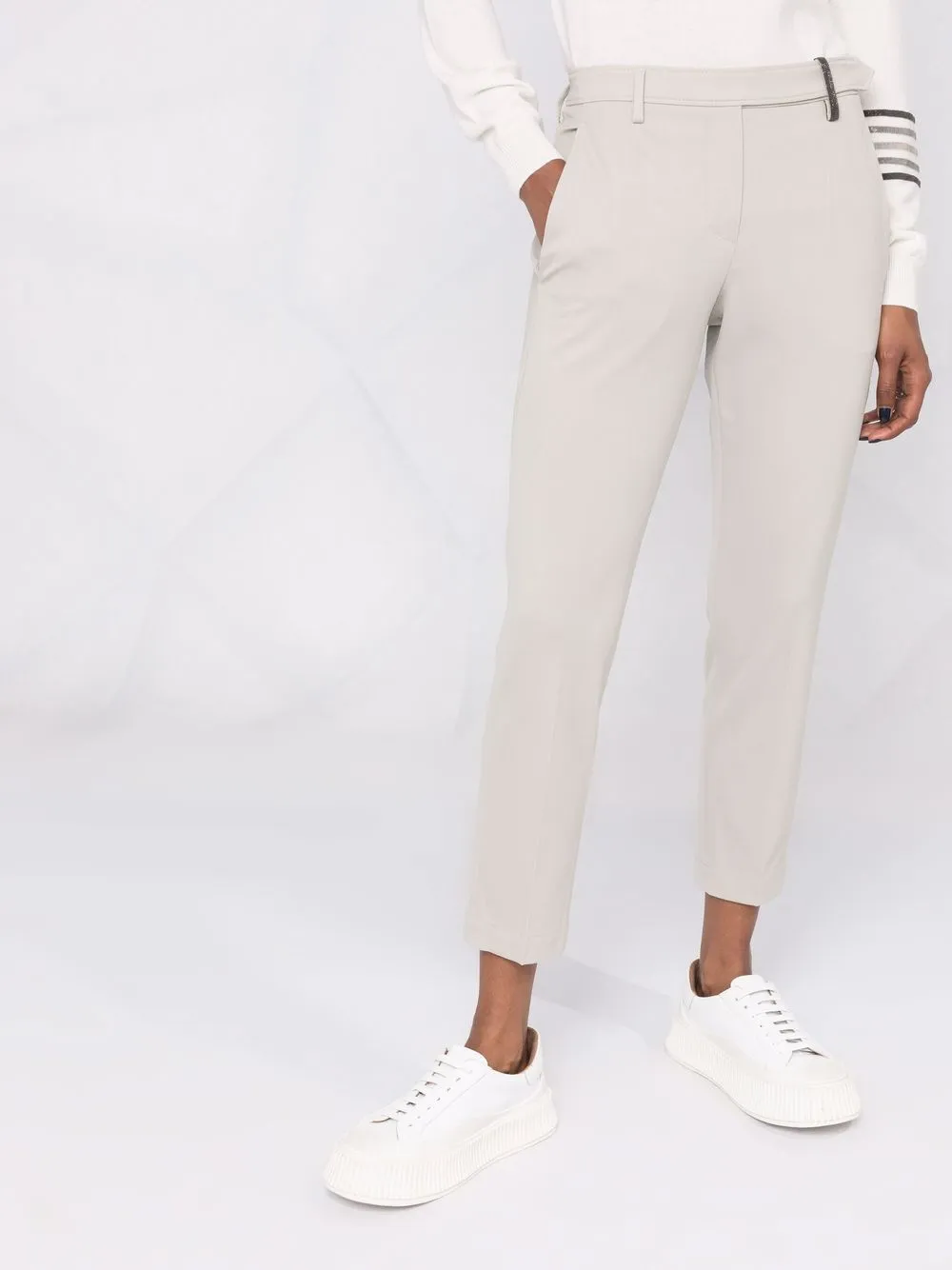 фото Brunello cucinelli укороченные брюки с декором monili