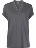 Brunello Cucinelli V-neck cap-sleeve top - Grey