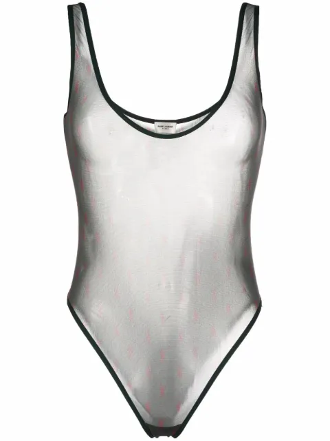 Saint Laurent Body translúcido monogramado de jersey